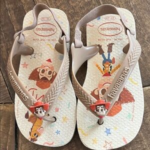 Havaianas Kids Flip Flops in Beige with Red Toy Story Accent